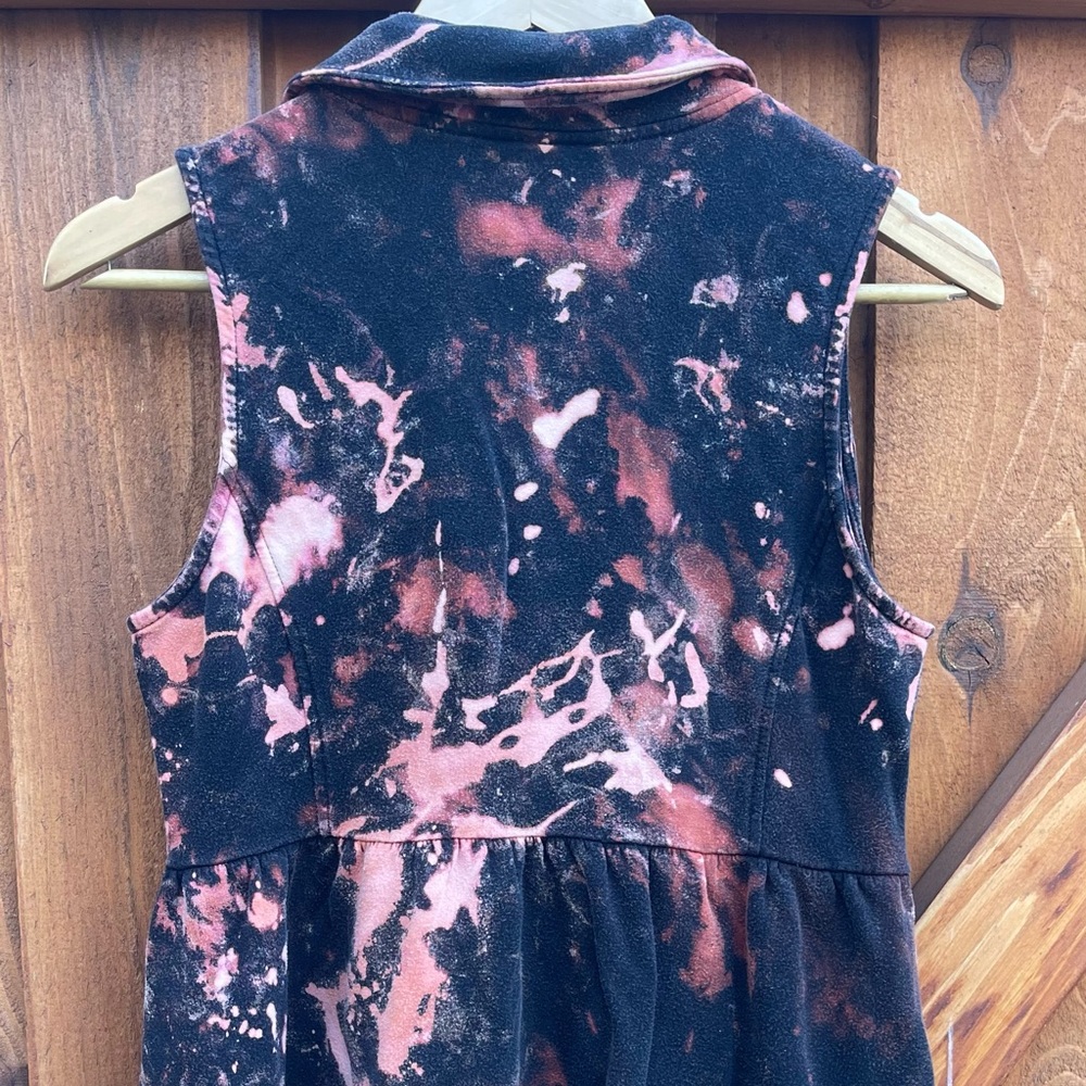 Moto Motorcycle Jacket Vest Bleach Dyed Goth Punk Grunge Upcycle Zippers Edgy S - Picture 6 of 11